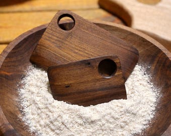 Handmade Walnut Bowl Scraper | Sourdough Bread Dough Tool Set