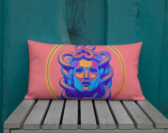 Pink Pop Art Medusa Lumbar Pillow