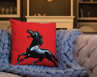 Black Stallion Red Throw Pillow