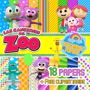 Canciones del Zoo Paper Pack, textures for invitations, scrapbooking,backgrounds,decorations,wrapping paper Dreambox