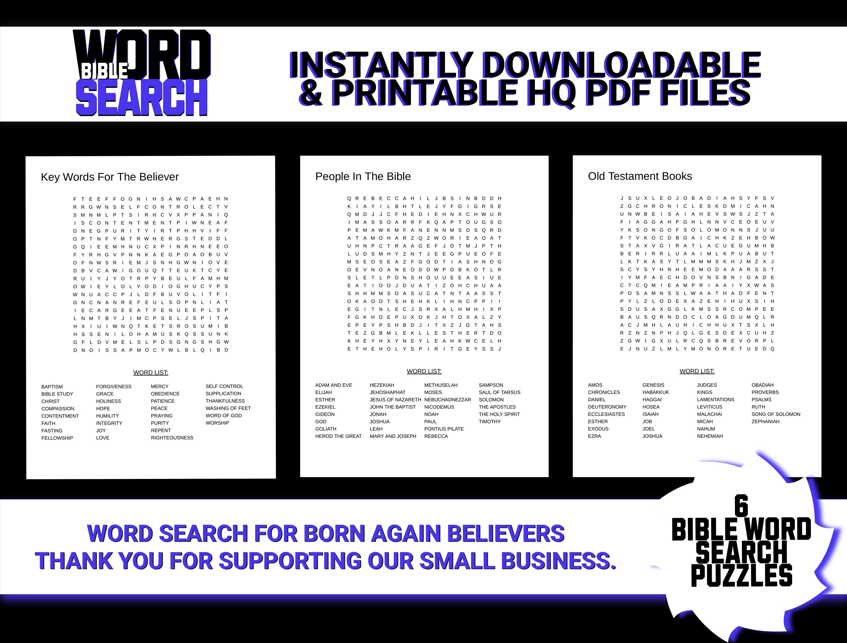 Christian Printable Word Search Puzzles for Adults 6 Bible - Etsy