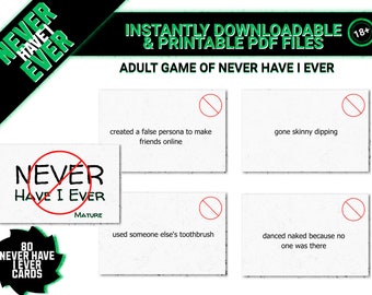 Adults Only Never Have I Ever Printable Party Game, 80 Cards - Etsy