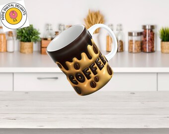 inflated mug wrap, Sublimation Wrap, coffee mug sublimation, coffee mug sublimation wrap | PNG |