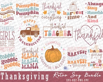Thanksgiving Retro SVG Bundle | PNG | Eps | Svg | Dfx thanksgiving png bundle  | thanksgiving svg bundle retro thanksgiving png
