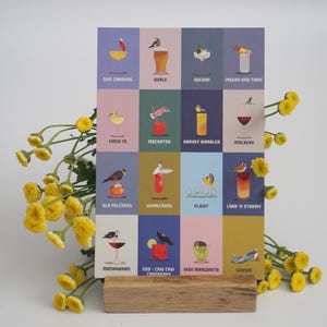 Vogel Cocktails Postkarte Solo, Geschenk Unter 20, Vogel Briefpapier, Vogel Wortspiel Illustration, Einzigartige Kunst Postkarten