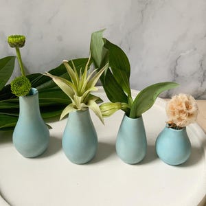 Miniature Concrete Bud Vase Set for Air Plants and Small Flowers - Minimalist Concrete Home Decor