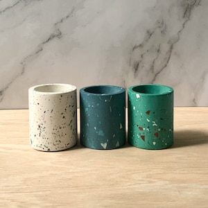 Bathroom Organization Cup Terrazzo Concrete storage pot modern cement decor image 1