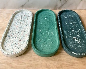 Terrazzo Oval Catch-all Tray Large | Decorative Tray | Pill tray home decor | Cement home decor | Modern  Table decoration