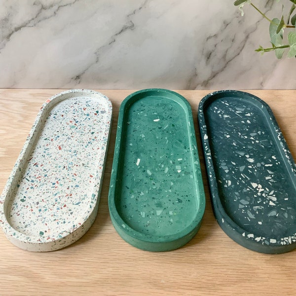 Terrazzo Oval Catch-all Tray Large | Decorative Tray | Pill tray home decor | Cement home decor | Modern  Table decoration