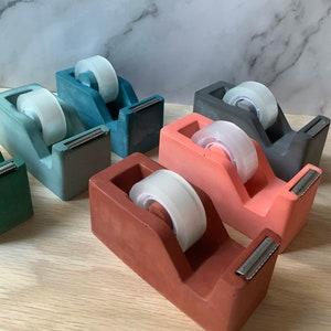 Cement Tape Dispenser Modern Industrial Office Decor Unique Concrete Desk Accessory Stylish and Functional Tape Holder Office Gift image 1