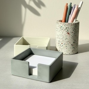 Post-it Note Holder Desk Organizer- Industrial Concrete Modern Minimal Design
