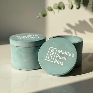 Custom Gypsum Cement Pinch Pot Storage Container with Personalized Text or Logo