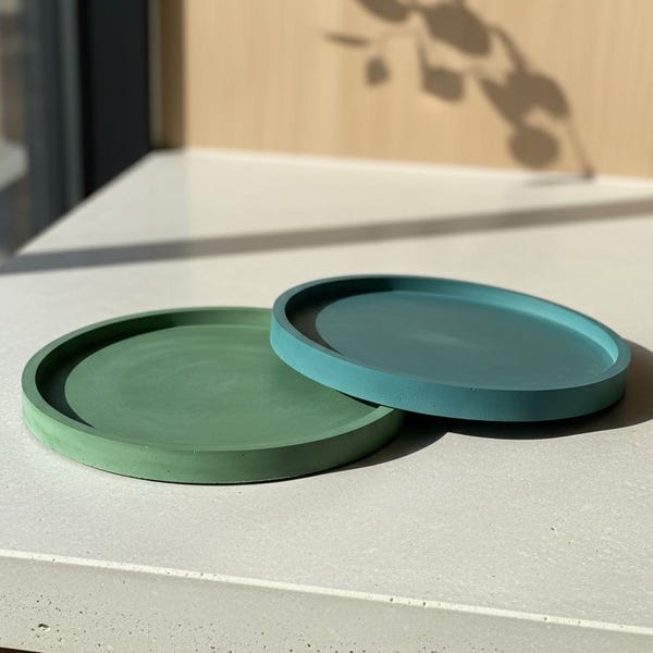 Concrete Plant Saucer, Round Plant Tray for Indoor Pots, Minimalist Candle & Catchall Dish