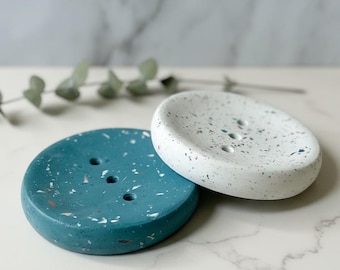 Terrazzo-cementzeepbakje met afvoergaten - gootsteenaccessoire voor shampoobars