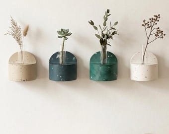 Terrazzo Wall Vase - Arch Hanging Bud Vase, Glass Propagation Station, Boho Botanical Decor, Modern Plant Lover Gift