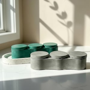 Minimalistische Beton Salz & Pfeffer Töpfe mit Deckel - Moderne Gewürz Aufbewahrungsbehälter für die Küche