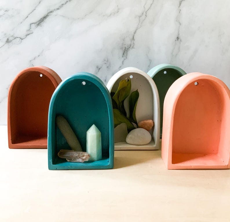 Arched Wall Shelf for Trinkets, Oddities & Shrine Display - Boho Decorative Curio Altar Niche