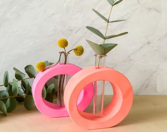 Handmade Neon Concrete Propagation Vase - Modern Plant Holder for Maximalist Home Decor