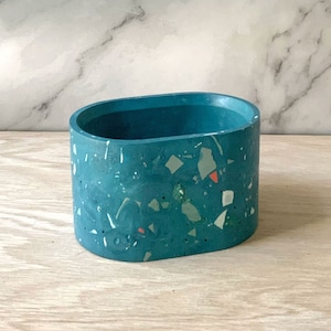 Handmade Terrazzo Succulent Planter Pot - Modern Concrete Plant Stone Vessel