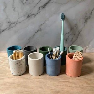 Bathroom Organization Cup Terrazzo Concrete storage pot modern cement decor image 4