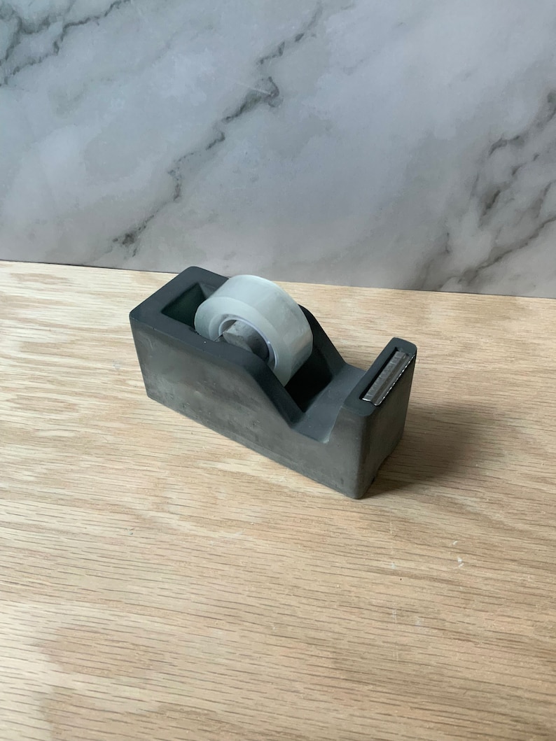 Cement Tape Dispenser Modern Industrial Office Decor Unique Concrete Desk Accessory Stylish and Functional Tape Holder Office Gift image 9