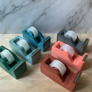 Cement Tape Dispenser Modern Industrial Office Decor Unique Concrete Desk Accessory Stylish and Functional Tape Holder Office Gift image 3