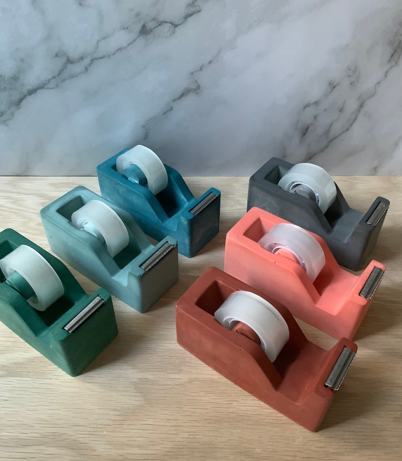 Cement Tape Dispenser Modern Industrial Office Decor Unique Concrete Desk Accessory Stylish and Functional Tape Holder Office Gift image 3