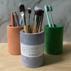 Industrial Cement Desk Organizer | Eco-Friendly Stone Effect Pen Holder | Modern Office Decor