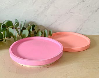 Neon Concrete Lazy Susan - 7 Inch Rotating Cement Tray Modern Home Decor Accent Centerpiece