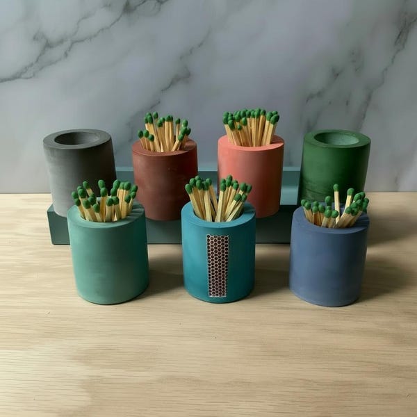 Minimalist Concrete Match Striker and Holder - Modern Candle Accessories