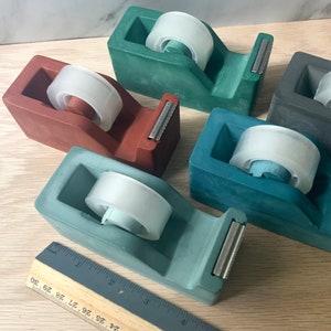 Cement Tape Dispenser Modern Industrial Office Decor Unique Concrete Desk Accessory Stylish and Functional Tape Holder Office Gift image 5