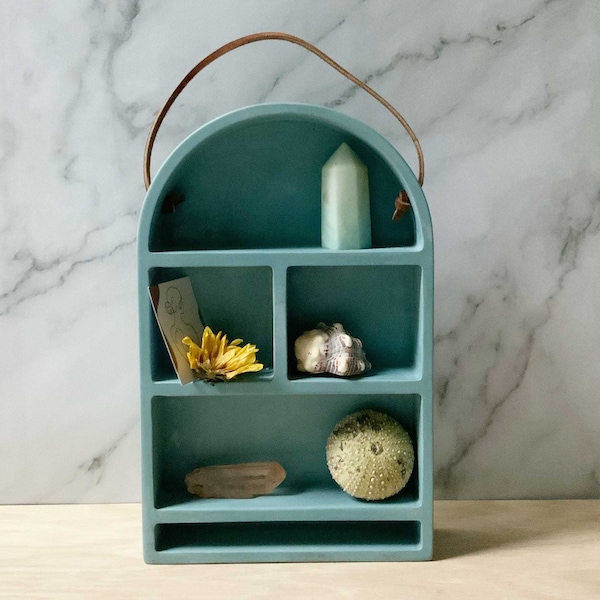 Arch Display Shelf cement | Curio Shelf | Shrine Altar display for crystals | wall decoration storage concrete