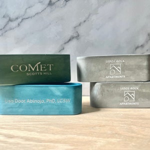 Personalized Concrete Business Card Holder: Modern Minimalist Office Desk Storage with Custom Logo