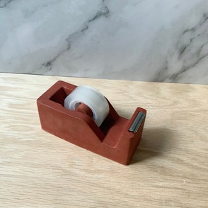 Cement Tape Dispenser Modern Industrial Office Decor Unique Concrete Desk Accessory Stylish and Functional Tape Holder Office Gift image 6