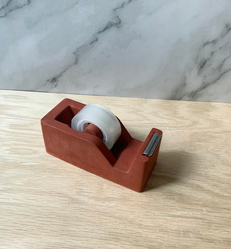 Cement Tape Dispenser Modern Industrial Office Decor Unique Concrete Desk Accessory Stylish and Functional Tape Holder Office Gift image 6