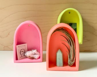 Arched Wall Shelf for Curios: Versatile Display Niche for Trinkets, Altars, Shrines & Oddities