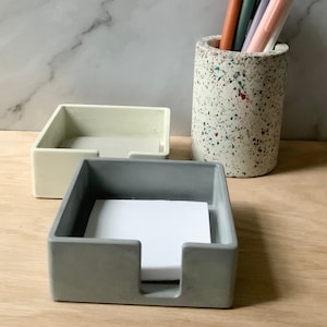 Organizador de mesa com porta-notas Post-it - Design minimalista moderno de concreto industrial