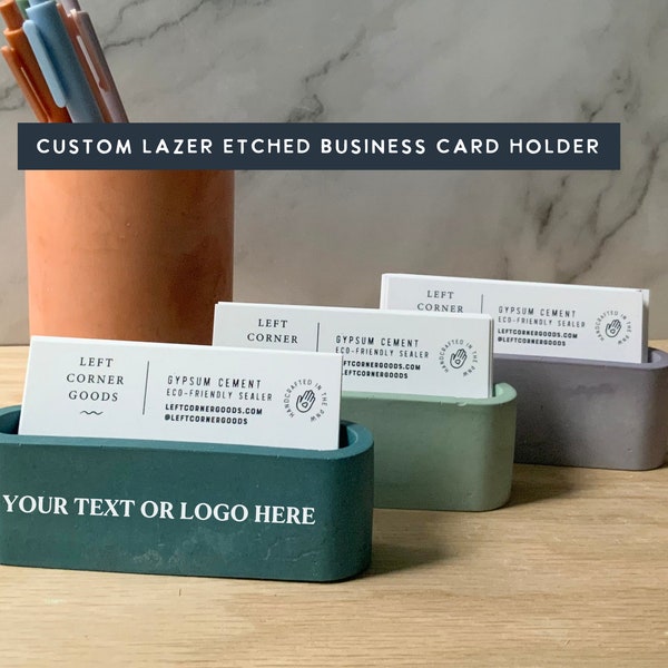 Personalized Business Card Holder- Desk Accessory | Modern Desk Decor add your logo