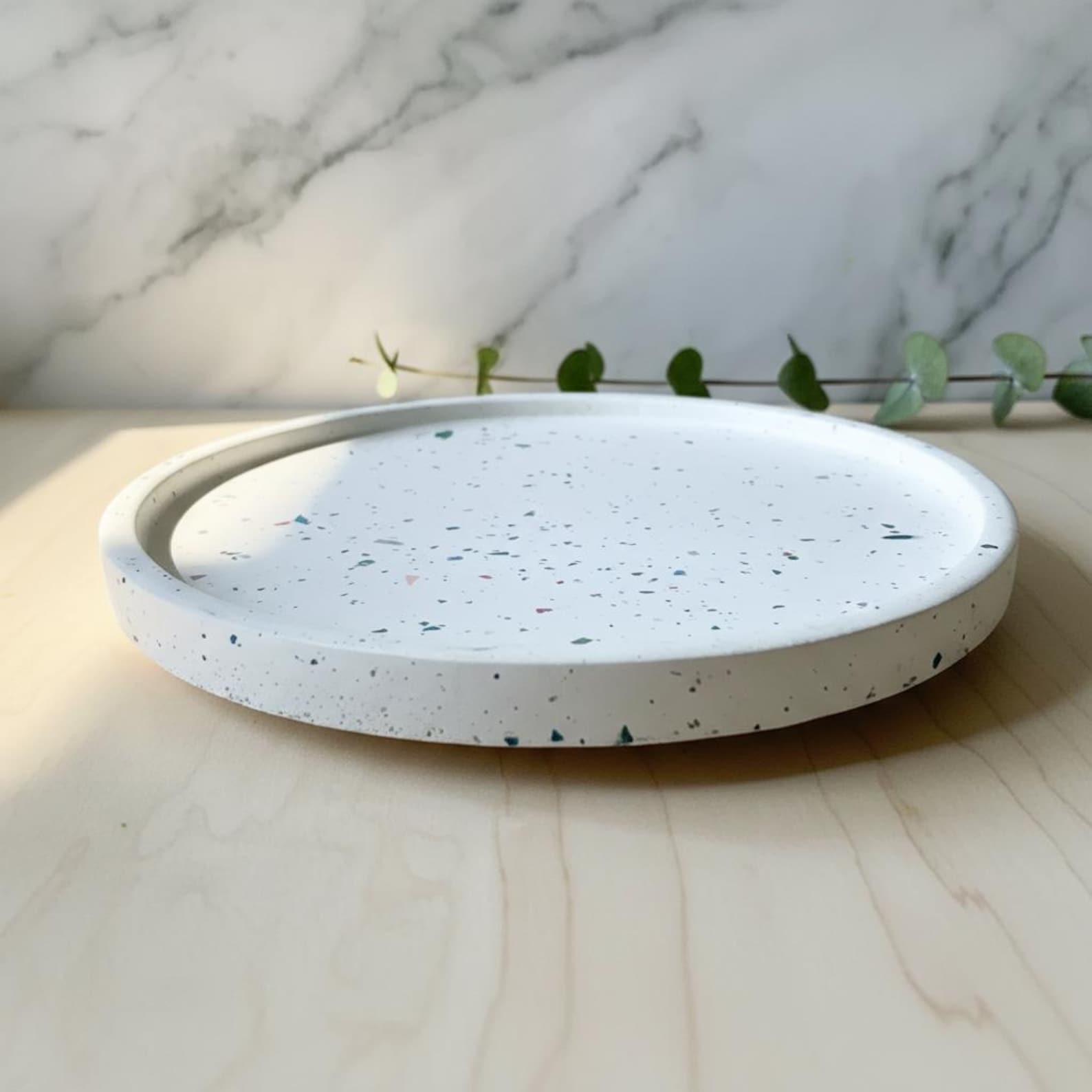 10-inch Terrazzo Cement Lazy Susan-- Terrazzo white