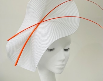 Ascot ladies race day occasion headpiece hat fascinator in white and black  or bespoke colour ways