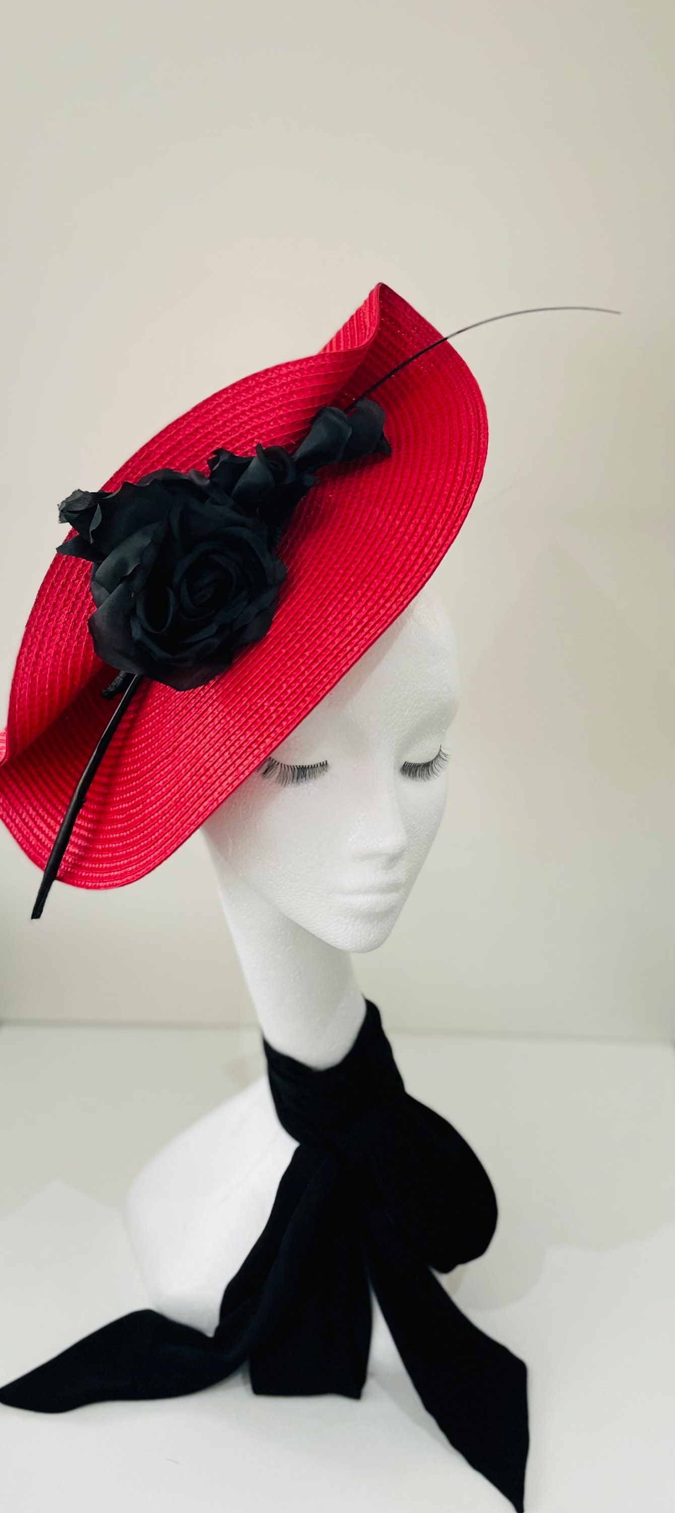 Red Floral Fascinator Headpiece | Statement Flower for Royal Ascot & Race Day Ascot Fascinator - Etsy main image 4