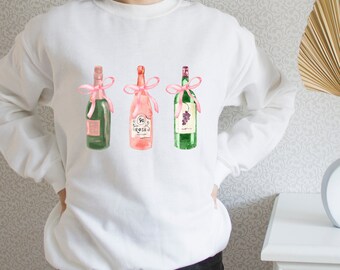 Coquette Wine Glasses,Coquette Girly Wine Glass Hoodie,Coquette Sweatshirt Trendy Crewneck Aesthetic Sweatshirt Cute Sweatshirt Gift For Her