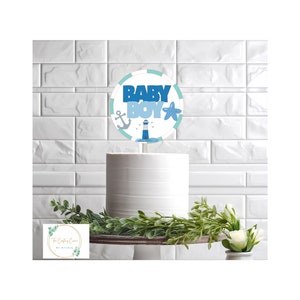 Cake Topper- baby Boy Ocean Baby Shower , Momma to be, Baby Shower , Party supplies,  Party, Decorations