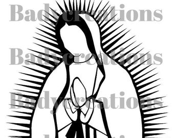 Virgin Mary outline Virgen de Guadalupe svg, png, jpg art