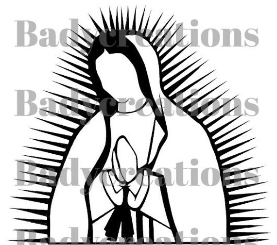 Mother Mary outline Virgen de Guadalupe svg, png, jpg art virgencita