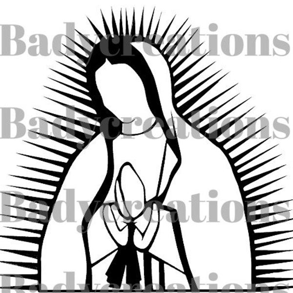 Vierge Marie contour Vierge de Guadalupe svg, png, jpg art