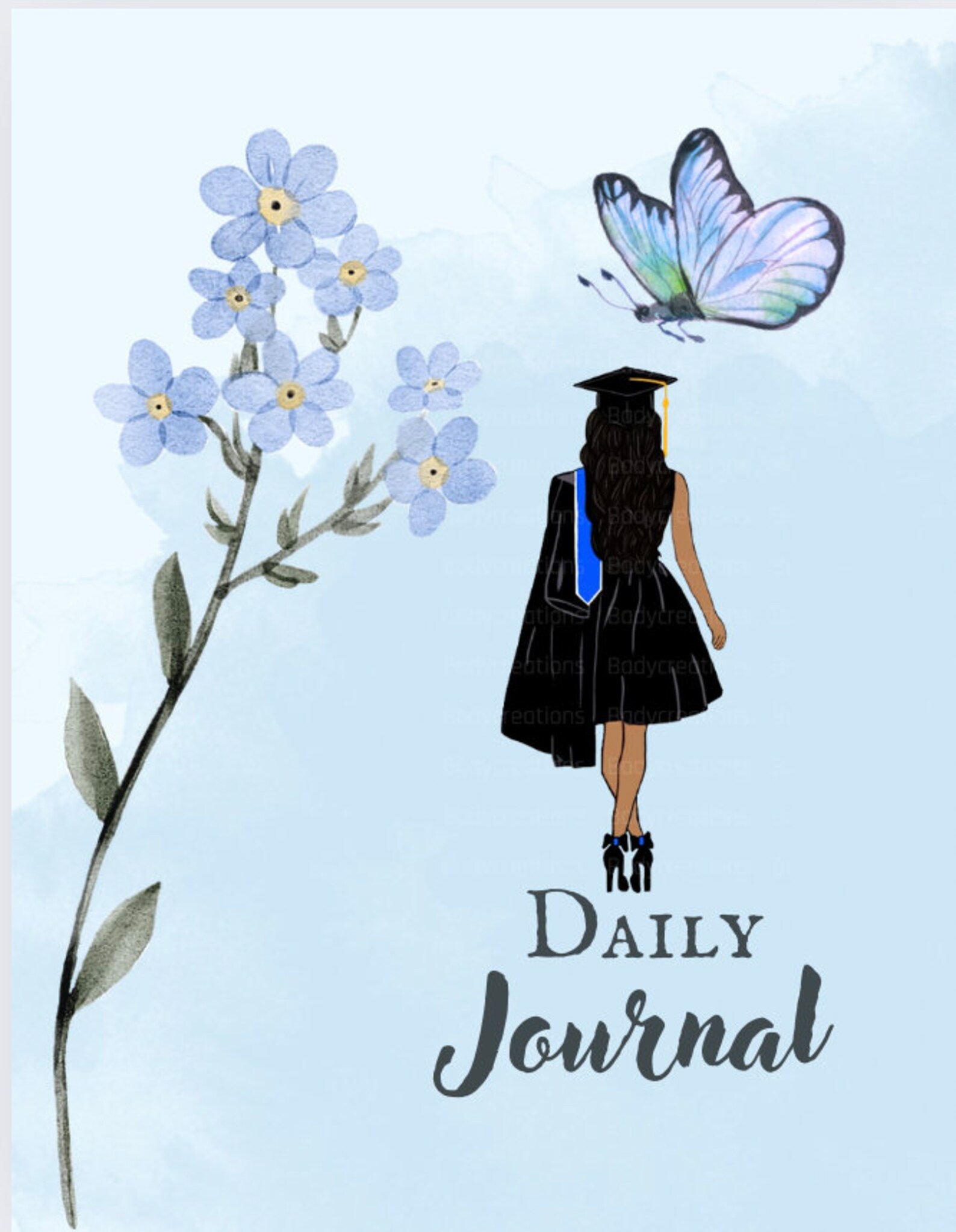 Graduation Girl Clipart- Black Hair PNG - Etsy