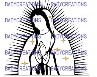 Virgin Mary Stars outline Virgen de Guadalupe Estrella svg, png, jpg art