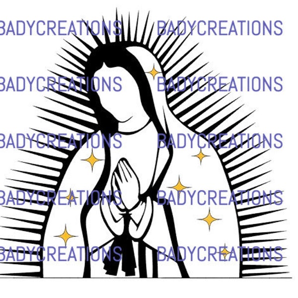 Virgin Mary Stars outline Virgen de Guadalupe Estrella svg, png, jpg art