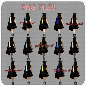 Graduation girl clipart- black hair PNG